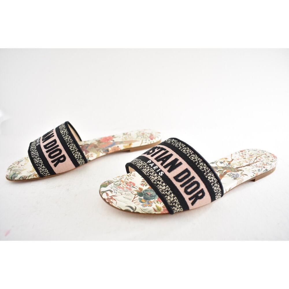 Christian Dior Dway Jardín D’ Hiver Embroidered Logo Slide Mule Flat Sandal 39 - Picture 12 of 15